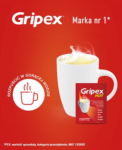 Gripex Hot 650 mg + 50 mg + 10 mg 8 saszetek