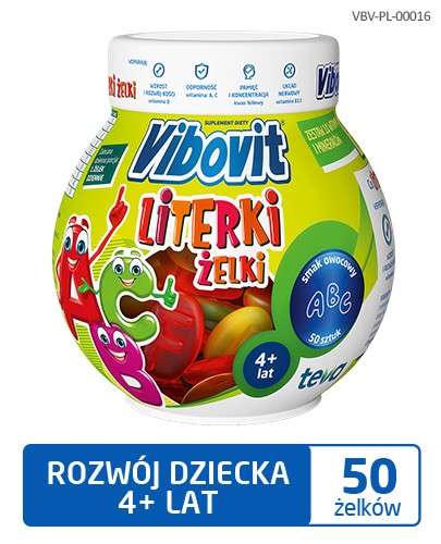 Vibovit Literki zestaw 10 witamin i minerałów dla dzieci 4-12 lat 50 sztuk