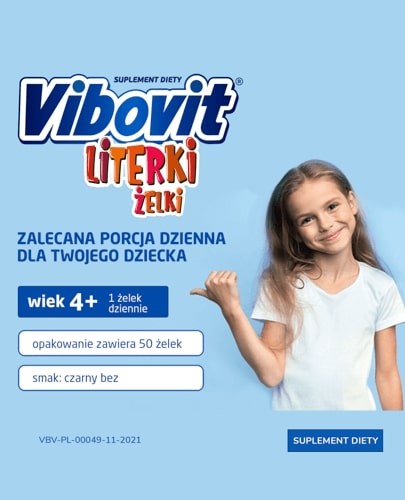 Vibovit Literki zestaw 10 witamin i minerałów dla dzieci 4-12 lat 50 sztuk
