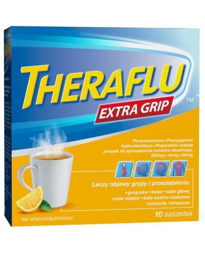Theraflu Extra Grip saszetki na objawy grypy i przeziębienia 10 saszetek