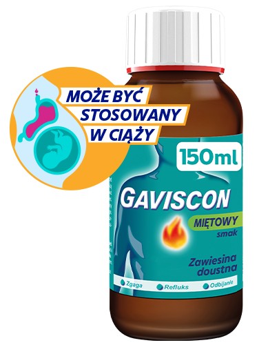 Gaviscon (500 mg + 267 mg + 160 mg)/10ml o smaku miętowym zawiesina 150 ml