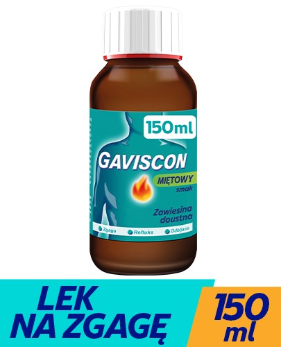 Gaviscon (500 mg + 267 mg + 160 mg)/10ml o smaku miętowym zawiesina 150 ml
