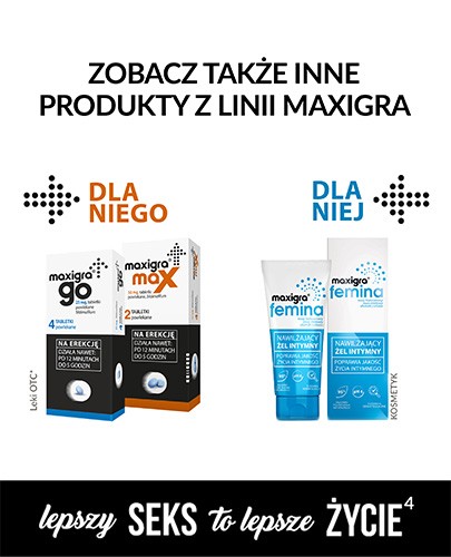 Maxigra Go 25 mg (Sildenafil) na zaburzenia erekcji 8 tabletek powlekanych