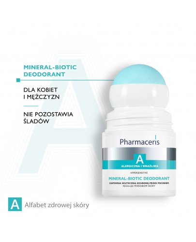Pharmaceris A Mineral-Biotic dezodorant zapewniający skuteczną ochronę przed poceniem roll-on 50 ml