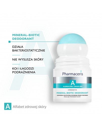 Pharmaceris A Mineral-Biotic dezodorant zapewniający skuteczną ochronę przed poceniem roll-on 50 ml