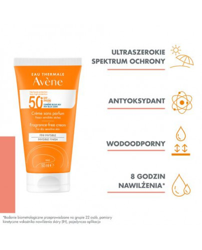 Avene krem przeciwsłoneczny bez zapachu SPF50+ bardzo wysoka ochrona 50 ml  [DOSTAWA 0ZŁ]