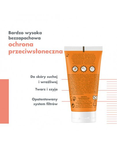 Avene krem przeciwsłoneczny bez zapachu SPF50+ bardzo wysoka ochrona 50 ml  [DOSTAWA 0ZŁ]