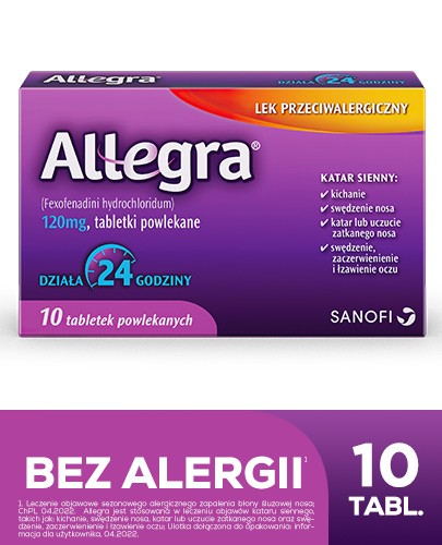Allegra lek przeciwalergiczny 120 mg 10 tabletek powlekanych 