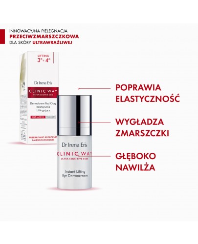 Dr Irena Eris Clinic Way 3°+ 4° lifting peptydowy dermokrem przeciwzmarszczkowy pod oczy na dzień i na noc 15 ml