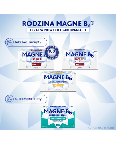 Magne B6 Forte + Witamina B6 na silne niedobory magnezu 100 tabletek