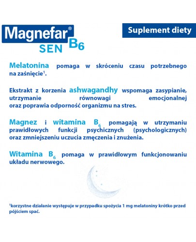 Magnefar B6 Sen z melatoniną 30 tabletek