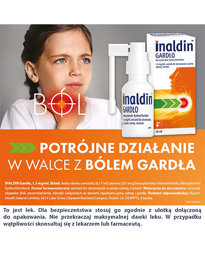 Inaldin Gardło 1,5 mg/ml aerozol do stosowania w jamie ustnej 30 ml