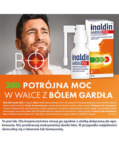 Inaldin Gardło Max 3 mg/ml aerozol do stosowania w jamie ustnej 30 ml