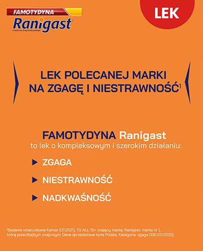 Famotydyna Ranigast 20 mg 30 tabletek powlekanych