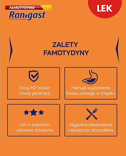 Famotydyna Ranigast 20 mg 30 tabletek powlekanych