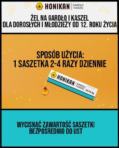 Honikan Gardło i kaszel żel w saszetkach na gardło i kaszel 10 saszetek