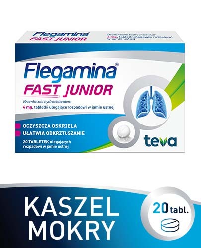 Flegamina Fast Junior 4 mg 20 tabletek ulegających rozpadowi w jamie ustnej