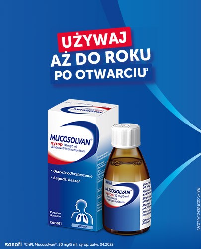 Mucosolvan Mini 15mg/5 ml syrop dla dzieci na kaszel 100 ml + Mucosolvan syrop na kaszel 30mg/5ml 200 ml [ZESTAW]