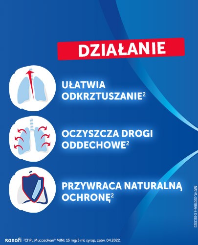 Mucosolvan Mini 15mg/5 ml syrop dla dzieci na kaszel 100 ml + Mucosolvan syrop na kaszel 30mg/5ml 200 ml [ZESTAW]