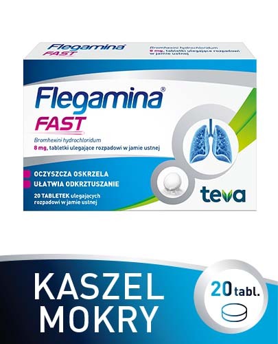 Flegamina Fast 8 mg 20 tabletek ulegających rozpadowi w jamie ustnej