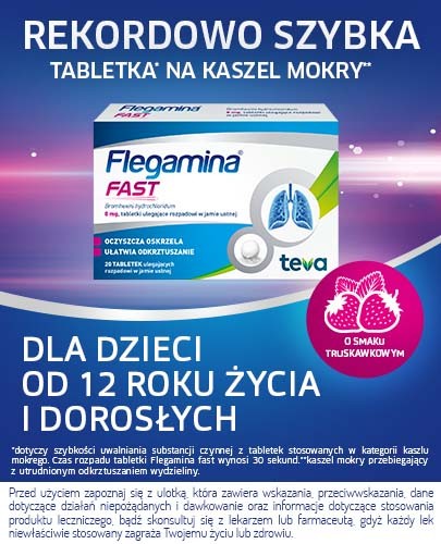 Flegamina Fast 8 mg 20 tabletek ulegających rozpadowi w jamie ustnej