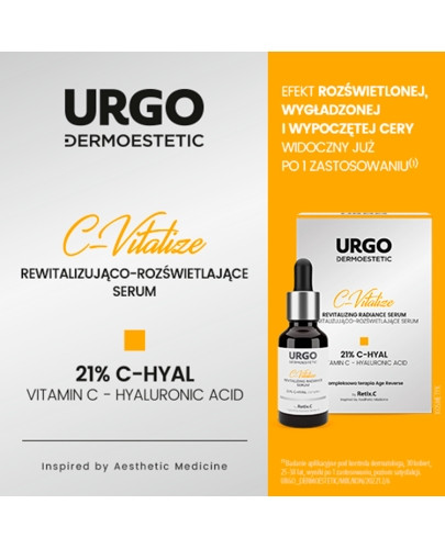 Urgo Dermoestetic C-Vitalize serum rewitalizująco-rozświetlające 21% C-Hyal 30 ml [Kup Urgo Dermoestetic = otrzymasz  Antyoksydacyjno-Nawilżający lekki krem SPF50]