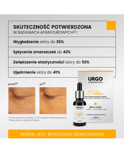 Urgo Dermoestetic C-Vitalize serum rewitalizująco-rozświetlające 21% C-Hyal 30 ml [Kup Urgo Dermoestetic = otrzymasz  Antyoksydacyjno-Nawilżający lekki krem SPF50]