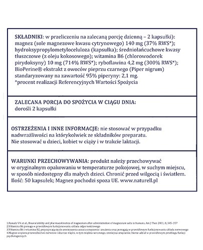 Naturell Magnez organiczny+ 50 kapsułek