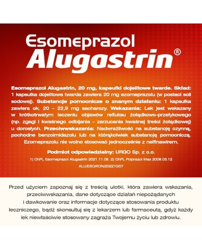Esomeprazol Alugastrin 20 mg 14 kapsułek