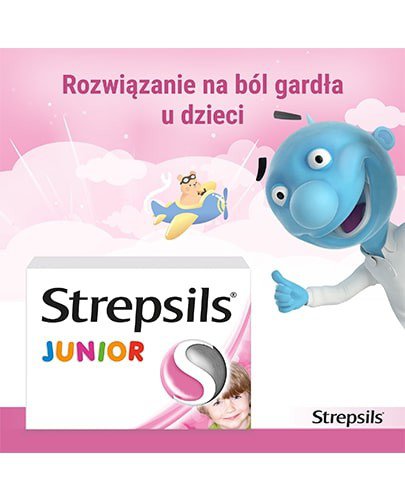 Strepsils Junior o smaku truskawkowym bez cukru 24 pastylki twarde