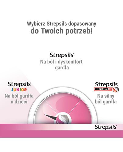 Strepsils Junior o smaku truskawkowym bez cukru 24 pastylki twarde