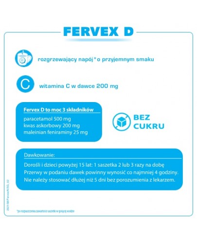 Fervex D 500 mg + 200 mg + 25 mg do sporządzania roztworu doustnego 8 saszetek