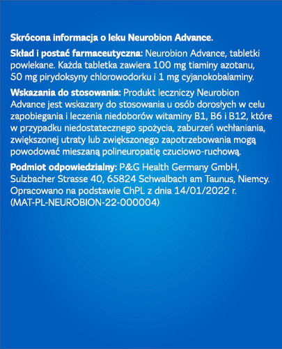 Neurobion Advance 100 mg + 50 mg + 1 mg 30 tabletek powlekanych