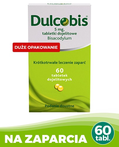 Dulcobis krótkotrwałe leczenie zaparć 5mg 60 tabletek dojelitowych 