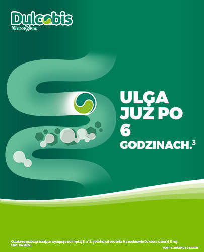 Dulcobis krótkotrwałe leczenie zaparć 5mg 20 tabletek dojelitowych 