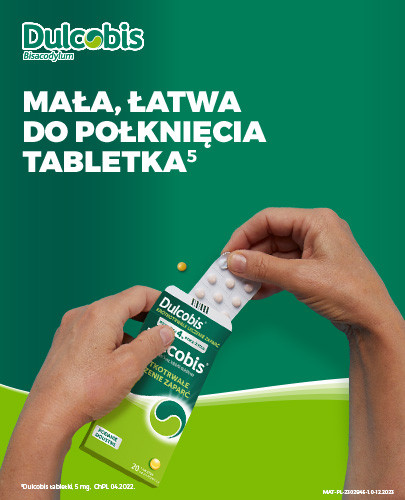 Dulcobis krótkotrwałe leczenie zaparć 5mg 20 tabletek dojelitowych 