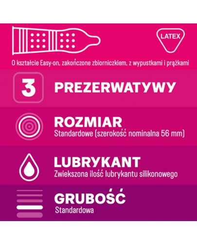 Durex PleasureMax prezerwatywy z wypustkami i prążkami 3 sztuki