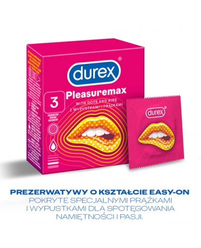 Durex PleasureMax prezerwatywy z wypustkami i prążkami 3 sztuki