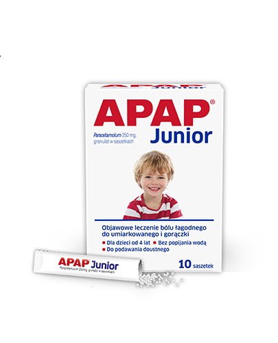 Apap Junior 250 mg o smaku truskawkowo-waniliowym 10 saszetek