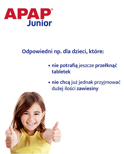 Apap Junior 250 mg o smaku truskawkowo-waniliowym 10 saszetek
