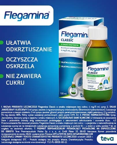 Flegamina 4 mg/5ml miętowa bez cukru 120 ml