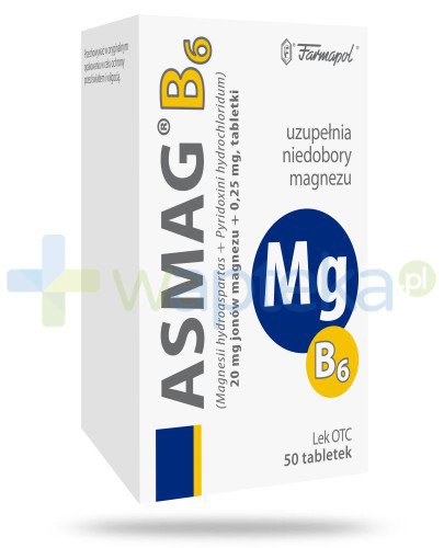 Asmag B6 20 mg + 0,25 mg 50 tabletek