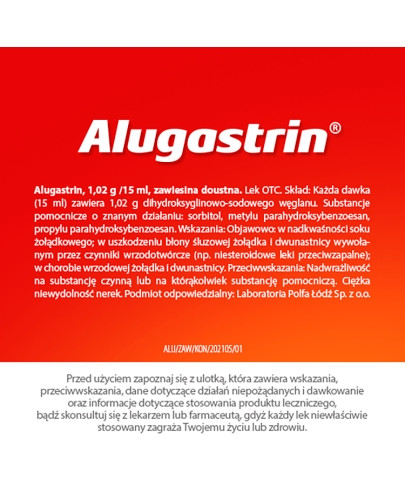 Alugastrin 1,02 g/15 ml, zawiesina doustna 250 ml