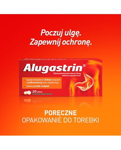 Alugastrin 340 mg, tabletki do rozgryzania i żucia o smaku miętowym 20 sztuk