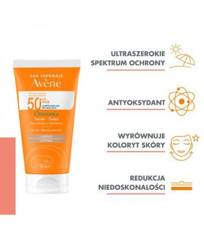 Avene Cleanance bardzo wysoka ochrona koloryzujący SPF 50+ 50 ml