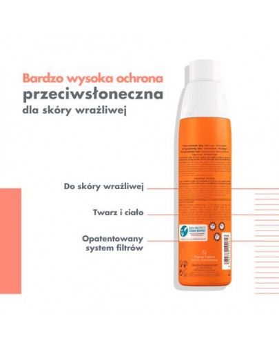 Avene bardzo wysoka ochrona przeciwsłoneczna spray SPF 50+ 200 ml