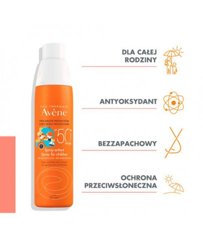 Avene bardzo wysoka ochrona przeciwsłoneczna spray dla dzieci SPF 50+ 200 ml