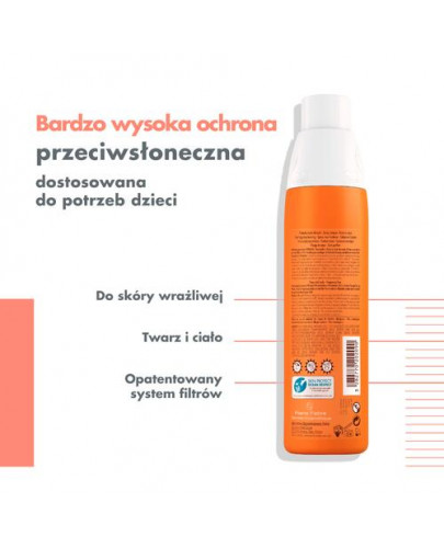 Avene bardzo wysoka ochrona przeciwsłoneczna spray dla dzieci SPF 50+ 200 ml