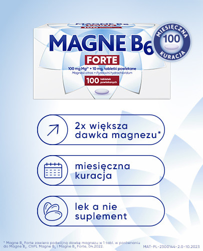 Magne B6 Forte + Witamina B6 na silne niedobory magnezu 3 x 100 tabletek [3-PAK]