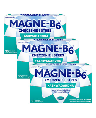 Magne-B6 zmęczenie i stres + Ashwagandha 3 x 30 tabletek [3-PAK]